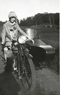 Lady on a 1921 Triumph SD motorcycle & sidecar Lady on a 1921 Triumph SD motorcycle & sidecar