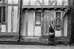 Lady in headscarf, Lavenham, Suffolk, England Lady in headscarf, Lavenham, Suffolk, England