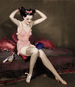 Images Dated 1st August 2015: Lady in pink underwear by Barribal