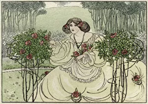 Tending Gallery: Lady tending rose trees