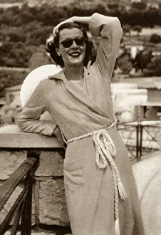 Lady Warwick in a beach robe at Monte Carlo Lady Warwick in a beach robe at Monte Carlo