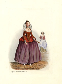 Lady in winter dress, 1641, reign of Charles I, from Hollar Lady in winter dress, 1641, reign of Charles I, from Hollar
