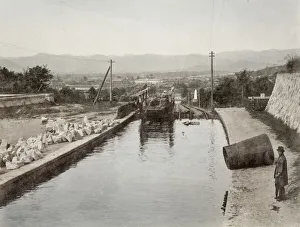 Lake Biwa inclined railroad on the Lake Biwa canal., Japan Lake Biwa inclined railroad on the Lake Biwa canal., Japan