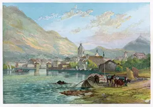 Prints of LAKE COMO A view over the lake. Entitled: Como, Switzerland Map Prints: Lake Como Print: A View Over the Water