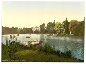 Lake in public garden, Karlsruhe, Baden, Germany Lake in public garden, Karlsruhe, Baden, Germany