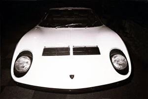 Promoting Gallery: Lamborghini Miura on display at The 1970 London Motor Show at Earls Court Exhibition