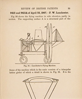 <b class=qtipBold><figcaption>Lanchester?s flying machine</figcaption></b><br>Lanchester?s flying machine, illust., 1907 Date: 1907<br><em>© The Institution of Mechanical Engineers/Mary Evans</em> Lanchester?s flying machine