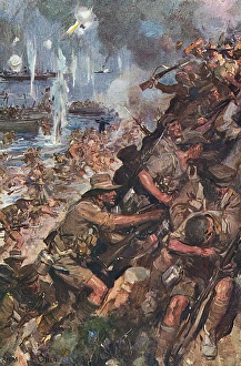 Landing at Gallipoli, World War I by Cyrus Cuneo Landing at Gallipoli, World War I by Cyrus Cuneo