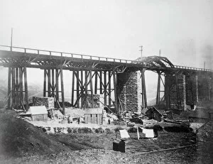 Brunel Collection: Landore Viaduct construction, near Swansea, South Wales