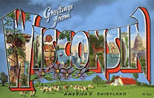 Large Letter Card - Greetings from Wisconsin, USA Large Letter Card - Greetings from Wisconsin, USA