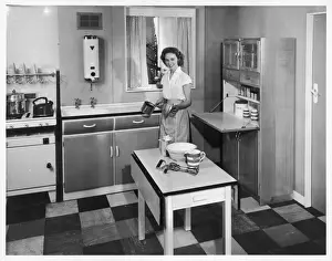 Room Prints: 1950s Kitchen Woman Print