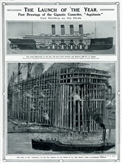 Launch of Cunarder, Aquitania, by G. H. Davis Launch of Cunarder, Aquitania, by G. H. Davis