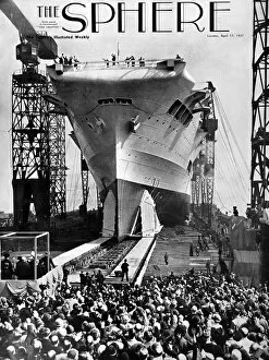 Launch Collection: Launch of HMS Ark Royal, Birkenhead, 1937