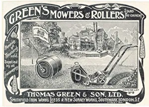 <b class=qtipBold><figcaption>Lawn Mower Advt, 1884</figcaption></b><br>British advertisement for a lawn mower and garden roller.<br><em>© Mary Evans Picture Library</em> Lawn Mower Advt, 1884