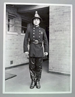 Helmets Collection: LCC-LFB Fireman in his fire kit with new cork helmet