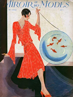 Le Miroir des Modes front cover - art deco woman & goldfish Le Miroir des Modes front cover - art deco woman & goldfish
