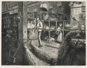 Leadenhall Poultry Print, 19th Century Market Scene