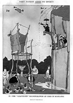 The Leap to Tin Salmon Blower by Heath Robinson The Leap to Tin Salmon Blower by Heath Robinson