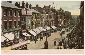 Briggate Gallery: Leeds, Yorkshire: Briggate on a busy shopping day Date: circa 1902