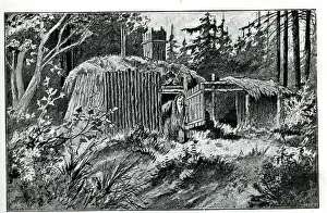 Leper woman at entrance of hut, Siberia Leper woman at entrance of hut, Siberia
