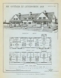 Letchworth Cottages Print, 1907 Terraced Cottage Projection Plan
