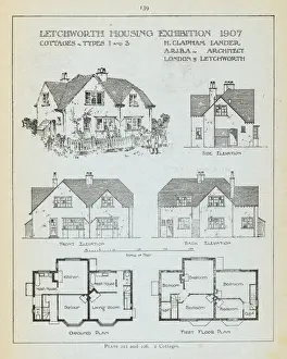 Letchworth Cottage Print - Projection, Elevation and Plan