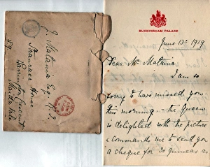 Letter from Buckingham Palace to artist Matania Letter from Buckingham Palace to artist Matania