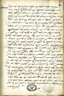 <b class=qtipBold><figcaption>Letter from Henry Sydney</figcaption></b><br>Postscript to a letter from Sir Henry Sydney, lord deputy of Ireland 5 March 1565 Date: 5th March 1565<br><em>© Mary Evans / National Archives</em> Letter from Henry Sydney