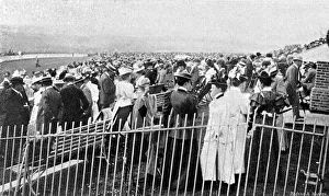 Lewes racecourse, Sussex, with a large crowd Lewes racecourse, Sussex, with a large crowd