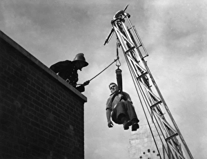 LFB turntable ladder in action, with rescued person LFB turntable ladder in action, with rescued person