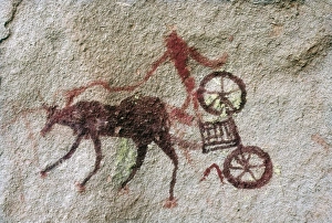 LIBYA. Tadrart Acacus. Representation of a cart LIBYA. Tadrart Acacus. Representation of a cart