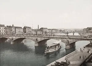 Liege, Belgium Pont des Arches, boat Liege, Belgium Pont des Arches, boat