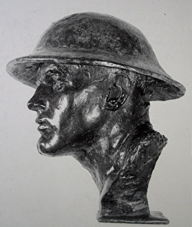 Life size head of a WWI Tommy wearing a Brodie Helmet Life size head of a WWI Tommy wearing a Brodie Helmet