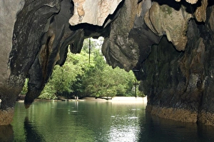Limestone formations on the exit from the cave Limestone formations on the exit from the cave
