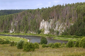 Limestone rocks along river Chusovaya - the symbol Limestone rocks along river Chusovaya - the symbol