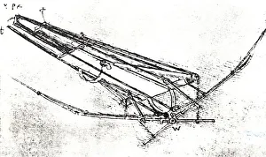 Line-Drawing of Leonardo Da Vinci Ornithopter Design Cir? Line-Drawing of Leonardo Da Vinci Ornithopter Design Cir?
