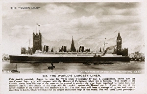 The Liner Queen Mary shown alongside Palace of Westminster The Liner Queen Mary shown alongside Palace of Westminster