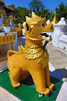 Lion statue at Nga Htat Gyi Pagoda, Yangon, Myanmar Lion statue at Nga Htat Gyi Pagoda, Yangon, Myanmar