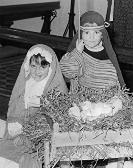 Little girl and boy in a nativity play Little girl and boy in a nativity play