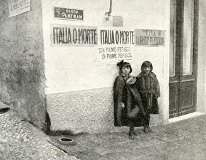 Two little girls and posters, Fiume, Free State of Fiume Two little girls and posters, Fiume, Free State of Fiume