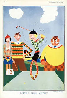 Golfer Gallery: Little Miss Muffit by Lesley Butler - golf humour 1930