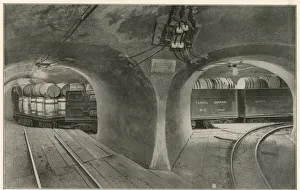 Loaded freight train in the Illinois tunnel system, Chicago Loaded freight train in the Illinois tunnel system, Chicago