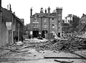 The London Blitz Prints: WW2 Blitz in London - Greenwich Fire Station Print