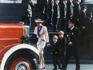 Prints of Princess Diana an her sons, the princes William and Harry attending the The Blitz Remembered Service at St Pauls Cathedral, London Event Prints: The Blitz Remembered Service at St Pauls Cathedral Print