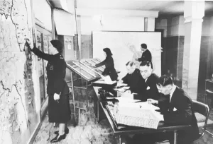 Prints of With the Fire Service nationalised in 1941 the London Fire Brigade was combined with its surrounding Fire Brigades to form the London Region of the NFS Greater London Prints: NFS London Region Control Room and Officers, WW2 Print