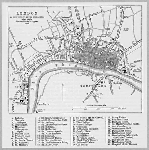 <b class=qtipBold><figcaption>London Map 1560/Aggas</figcaption></b><br>Map of London at the time of Queen Elizabeth I<br><em>© Mary Evans Picture Library</em> London Map 1560/Aggas