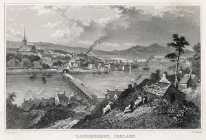 Prints of The city seen across the river Foyle Northern Ireland Prints: Londonderry Print: River Foyle View