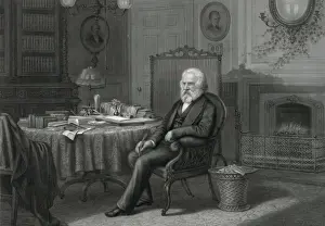 Henry Wadsworth Longfellow Prints: Longfellow in his study