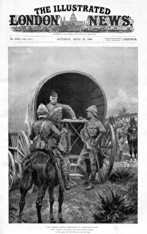 Lord Roberts writing despatches in a transport wagon Lord Roberts writing despatches in a transport wagon