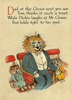 Louis Wain Cat Art Prints: Louis Wain, Daddy Cat - at the circus